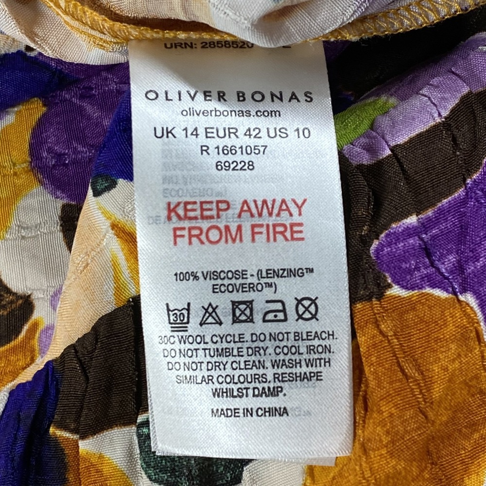 Oliver Bonas Size 10 Abstract Petal Floral Midi Dress New With Tags Light Weight - Picture 11 of 12